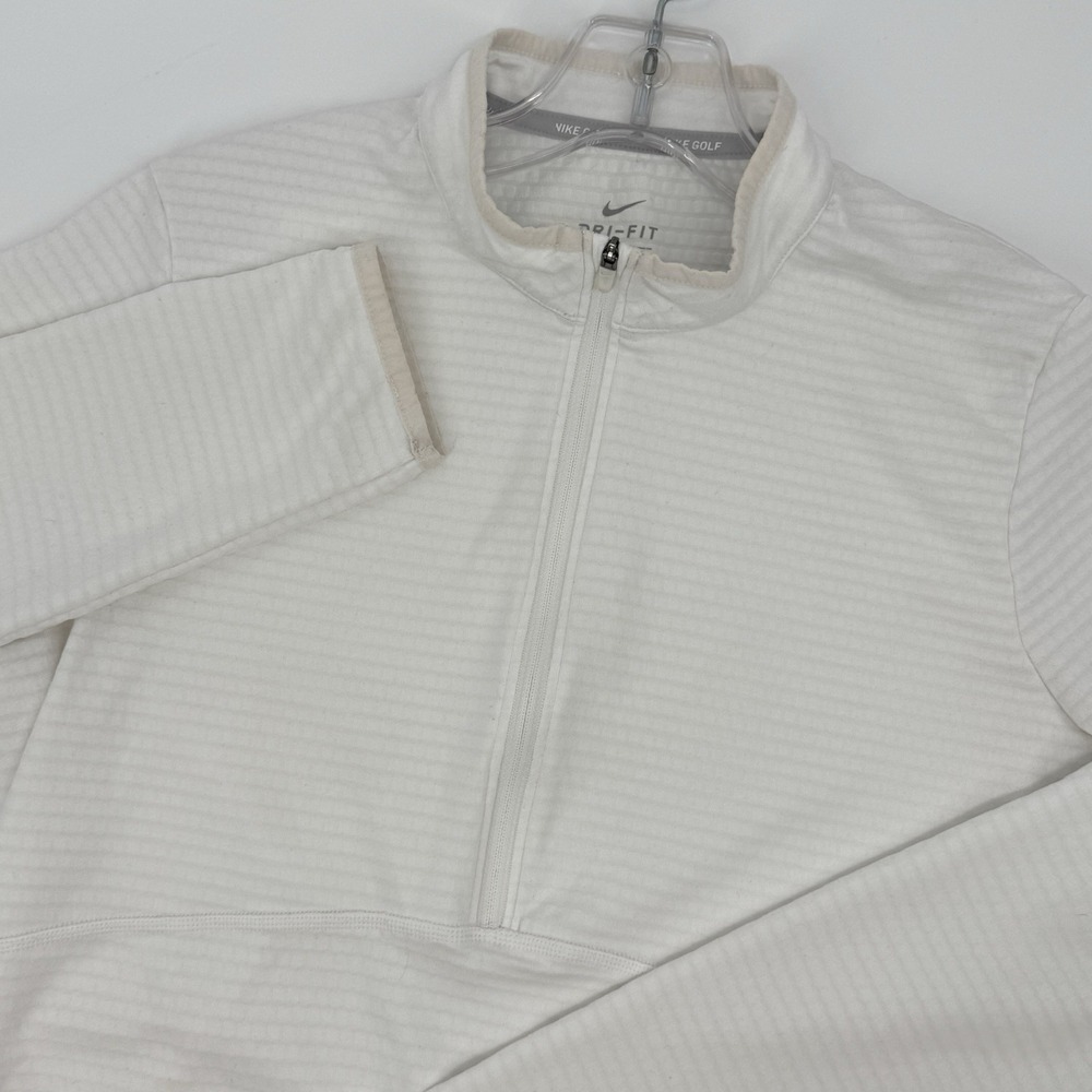 Nike Golf Dri-FIT Women Large White Textured 1/4 Zip Pullover Golfcore Athletic
